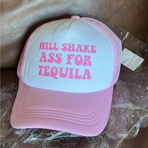 Pink and White Trucker Hat with Fun Slogan